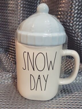 Rae Dunn "Snow Day" Ceramic Mug with Lid
